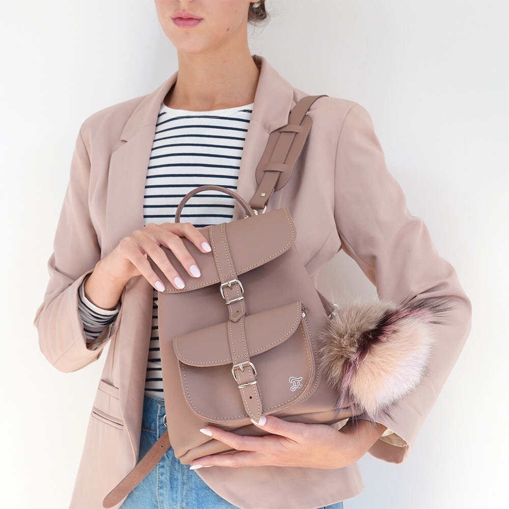 Grafea Zoe Leather Baby Backpack Taupe